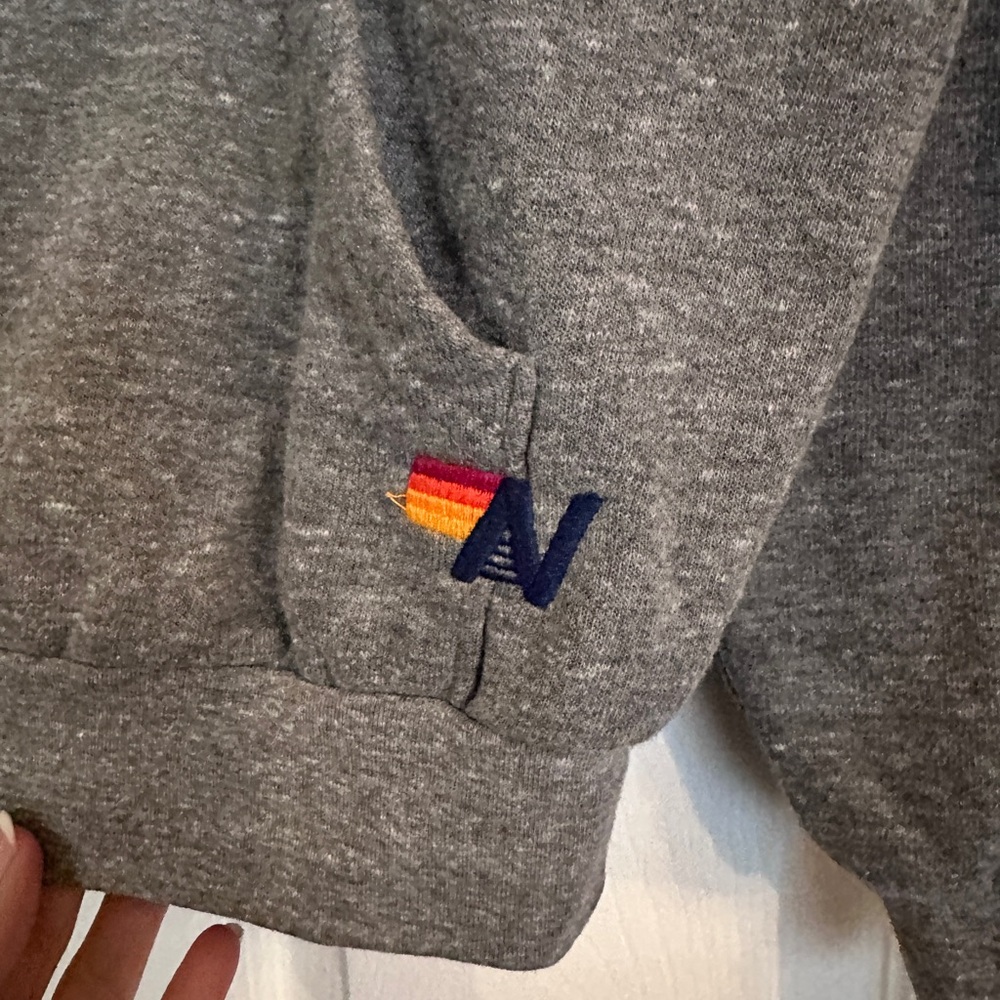 Aviator Nation Gray Pullover Relaxed Hoodie with Logo XSmall - Picture 5 of 6